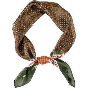 Silk Feel Square Scarf for Men Satin Bandana Tiny Medallion Print Geometry